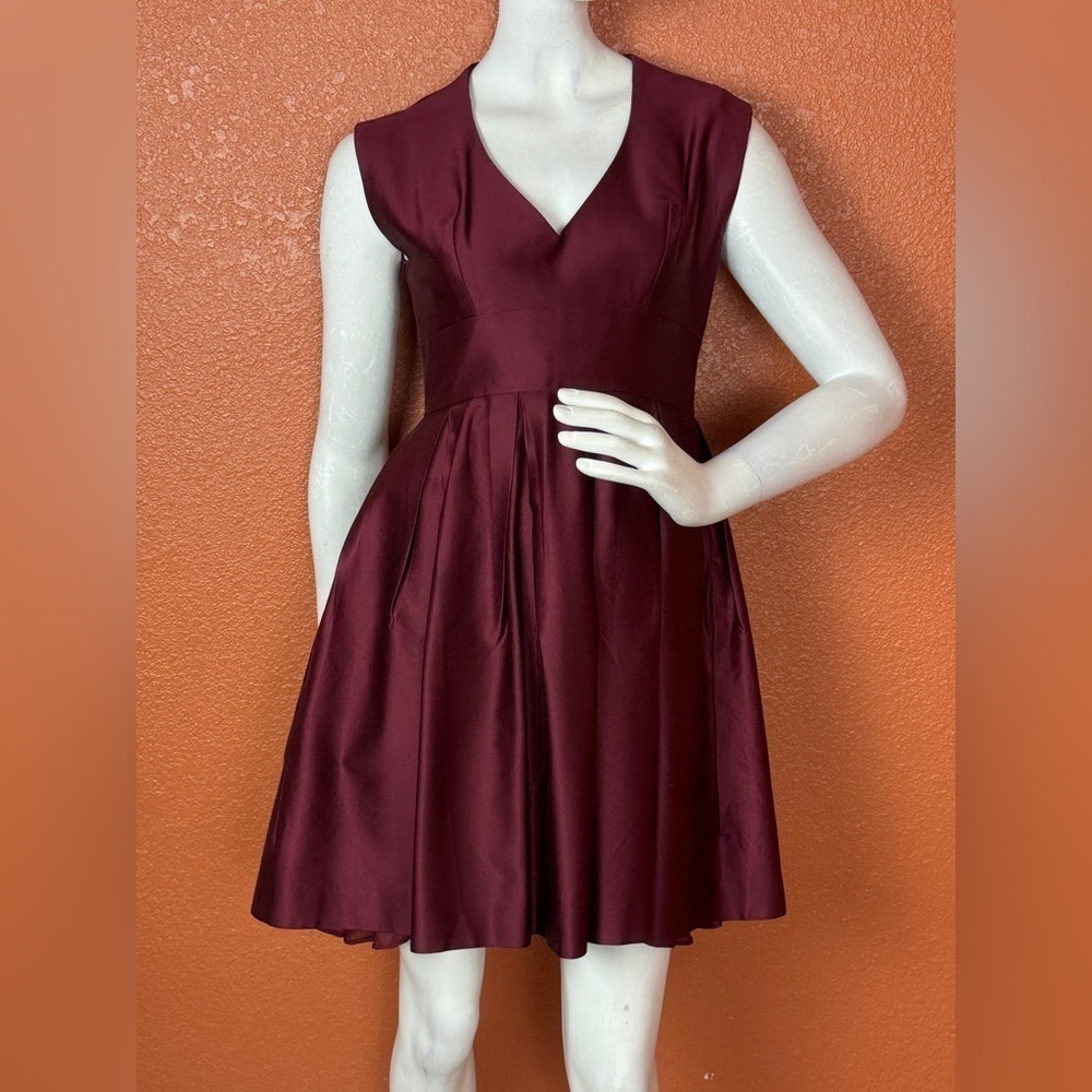 DAO CHLOE DAO Elegant Burgundy Sleeveless Dress With Side Pockets S 4. E74